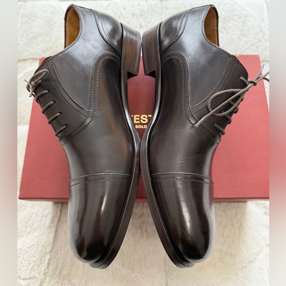 NEW! $795 Amedeo Testoni “Trento” Brown Lace Up Cap-toe Oxford Shoes 9.5 - Picture 3 of 11